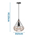 Retro pendant lamp with iron frame, E27 - Image 4