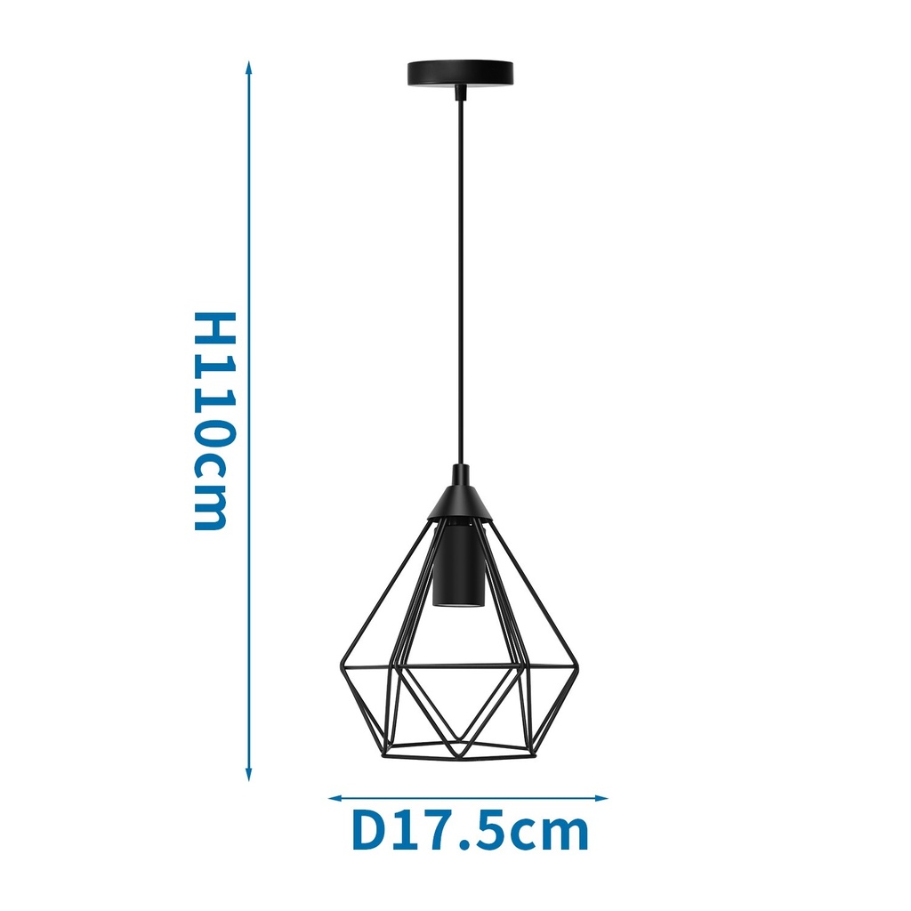 Retro pendant light with iron frame, E27 - Image 3