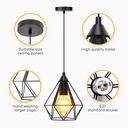 Retro pendant light with iron frame, E27 - Image 5