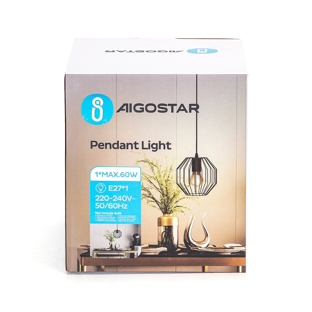Retro pendant light with iron frame, E27 - Image 6