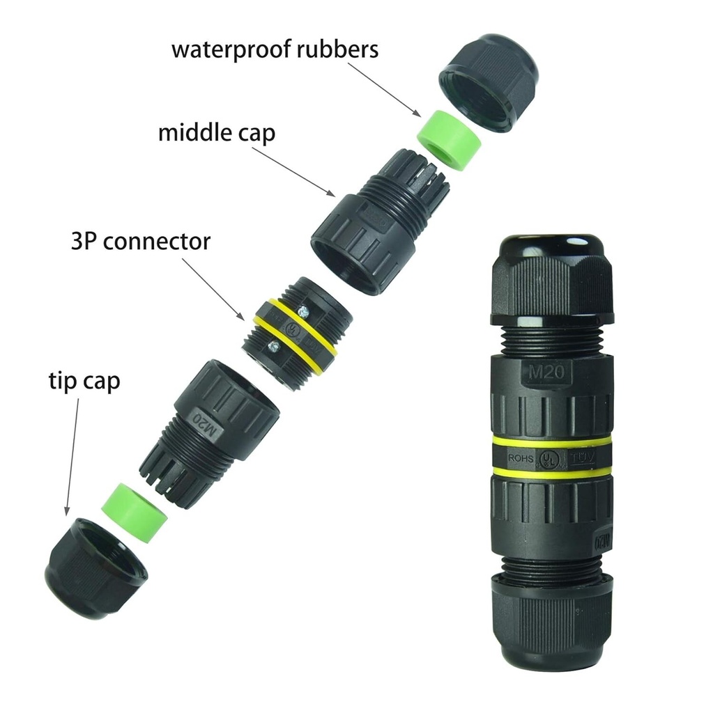 Screw connector waterproof 3-pole M20 IP68 - Image 2