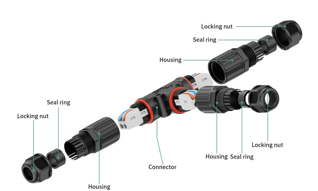 Screw Less T Waterproof Connector 2-pole 3XM20 IP68 - Image 4