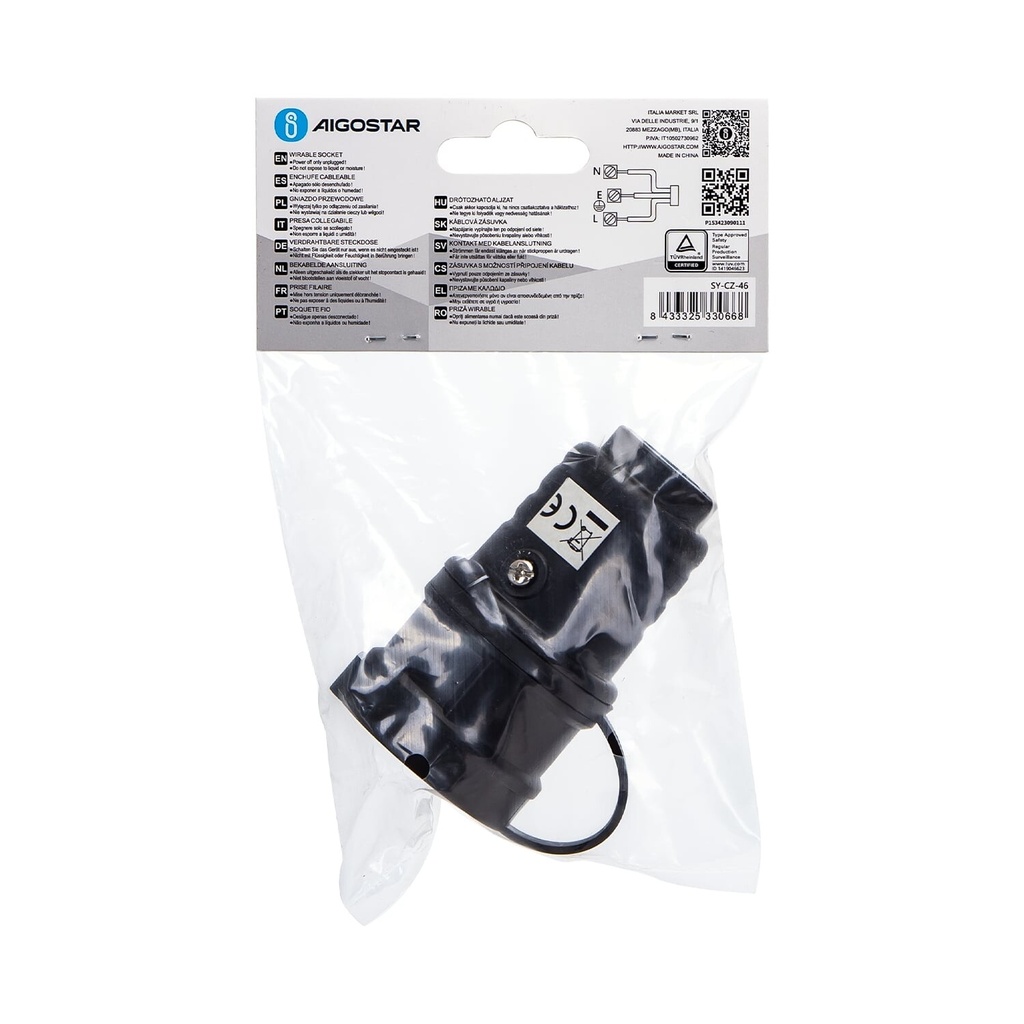 Socket 1-way 16A 250V Black - Image 5