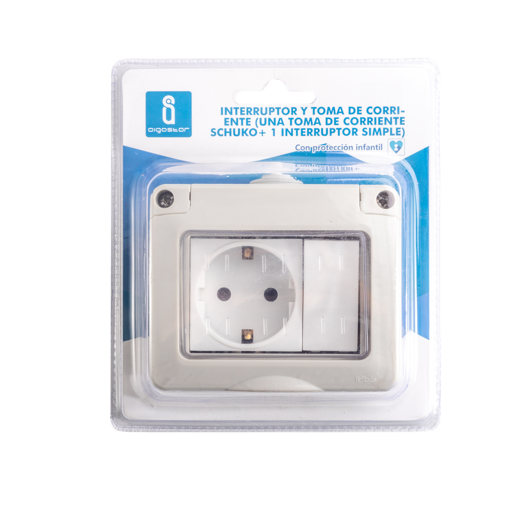 Switch and socket combo 1gang 2 ways, IP55 - Image 2