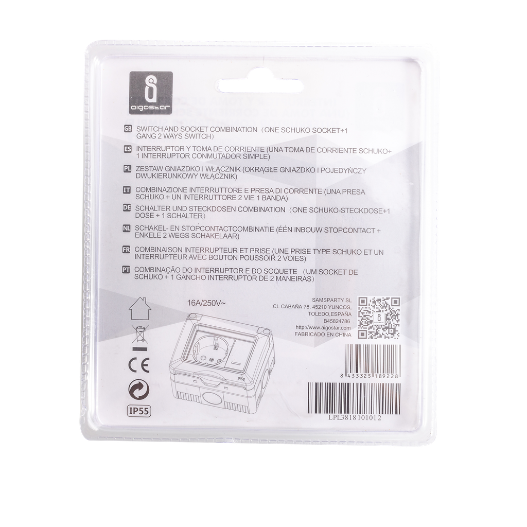 Switch and socket combo 1gang 2 ways, IP55 - Image 3