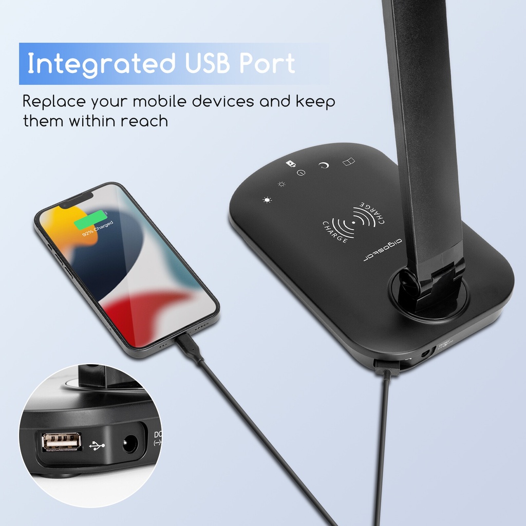 Table lamp 8W USB and Qi charging - Image 2