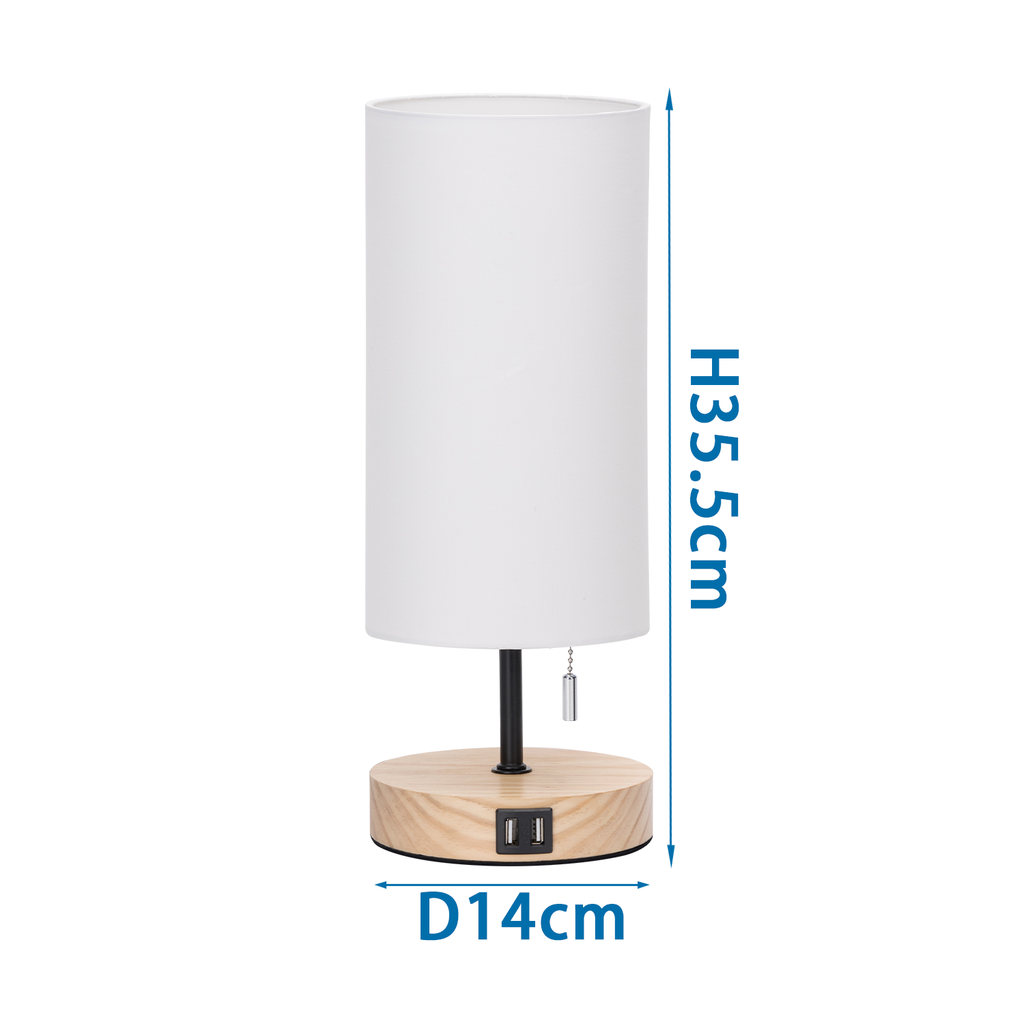 Table lamp made of wood E27 with USB - Image 4