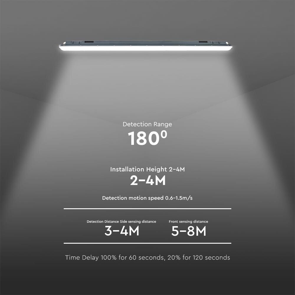 Waterproof 36W industrial luminaire with motion sensor 6500K, 120cm - Image 3