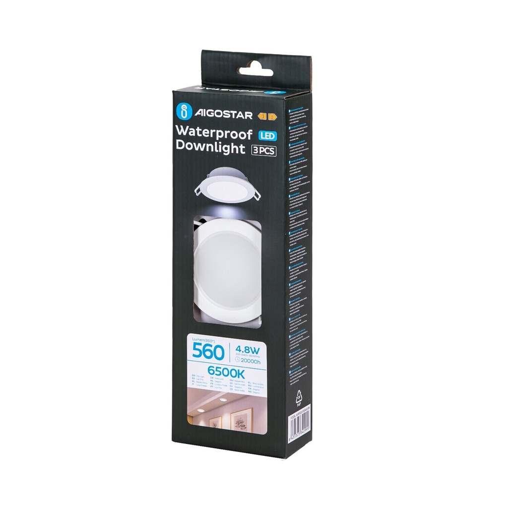Waterproof IP65 Downlight 4.8W Cold White 865 3pack - Image 6