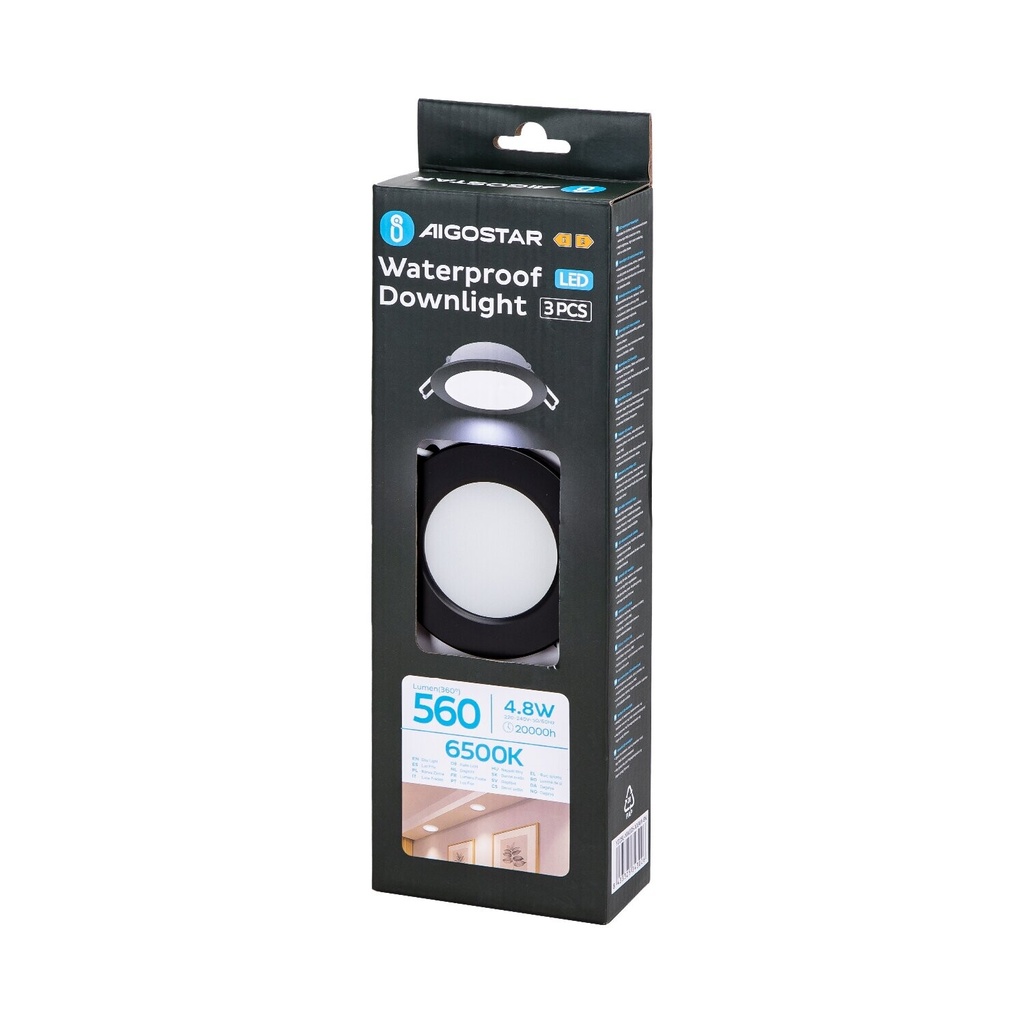 Waterproof IP65 Downlight 4.8W Daylight 865 3pack - Image 6