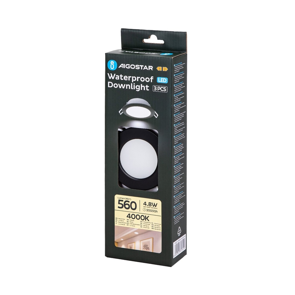 Waterproof IP65 Downlight 4.8W Neutral White 840 3pack - Image 6