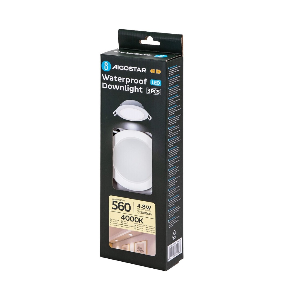 Waterproof IP65 Downlight 4.8W Neutral White 840 3pack - Image 7