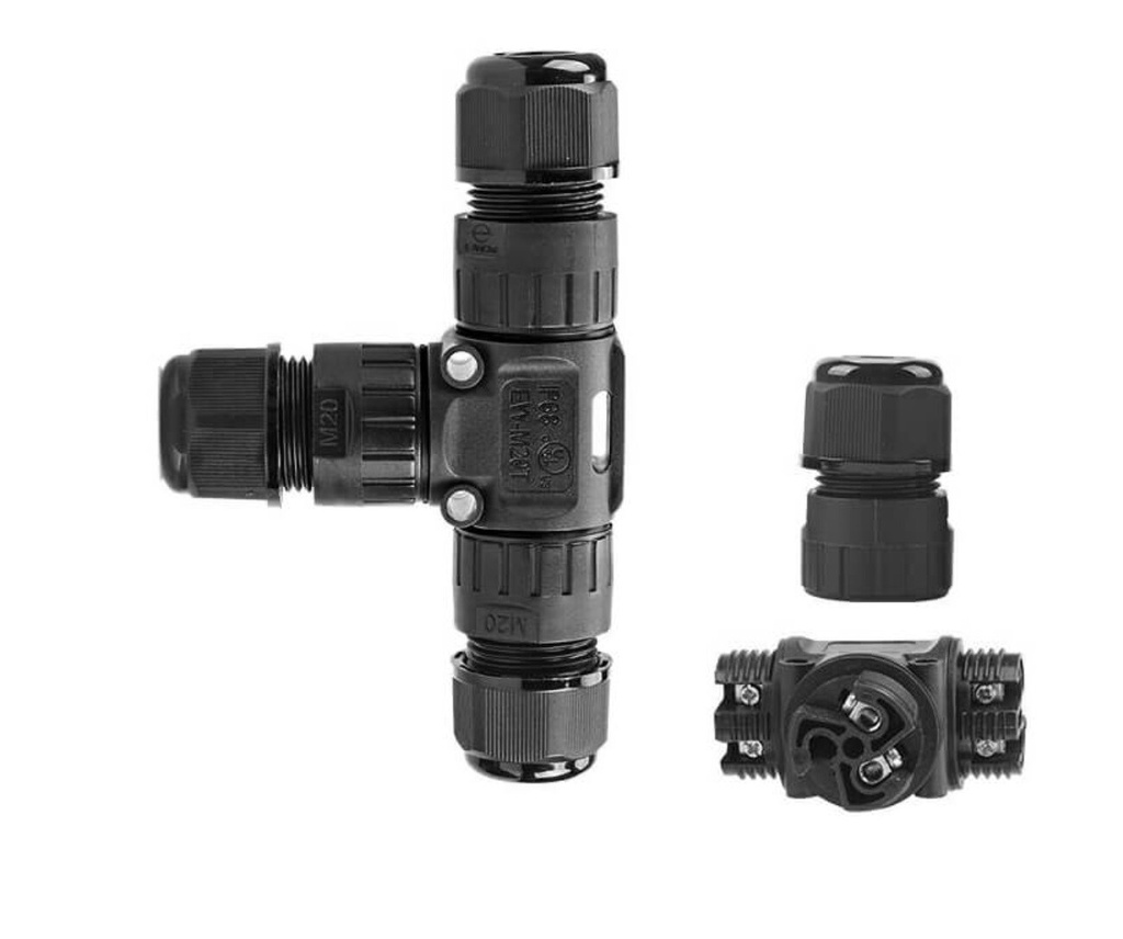 Waterproof Screw T Connector 3-pole 3XM20 IP68 - Image 2