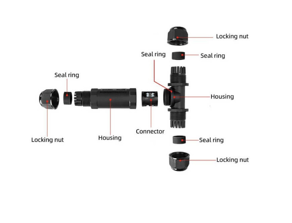 Waterproof Screw T Connector 3-pole 3XM25 IP68 - Image 2