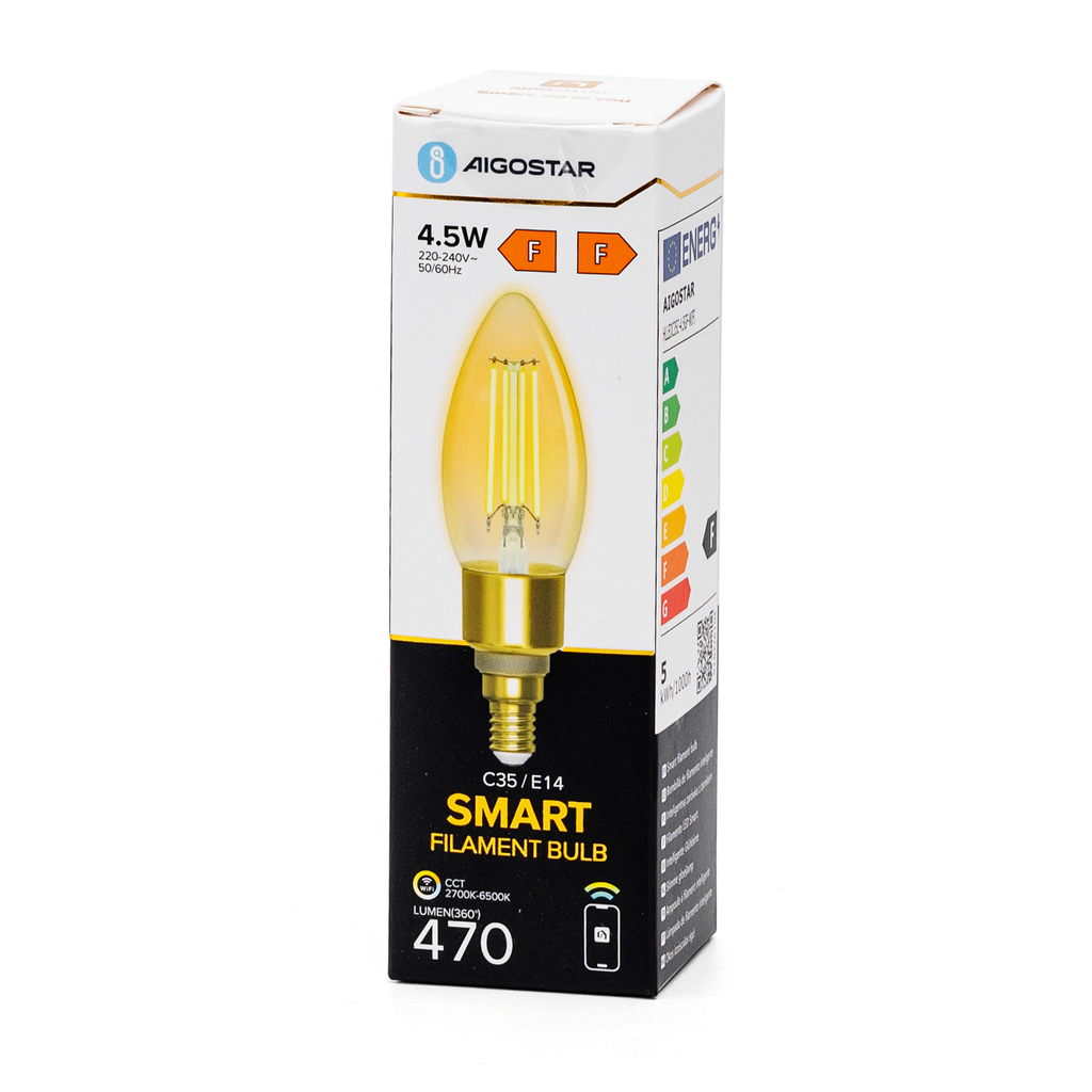WiFi WB Smart Filament Bulb E14 C35 CCT WIFI + Bluetooth Amber - Image 4
