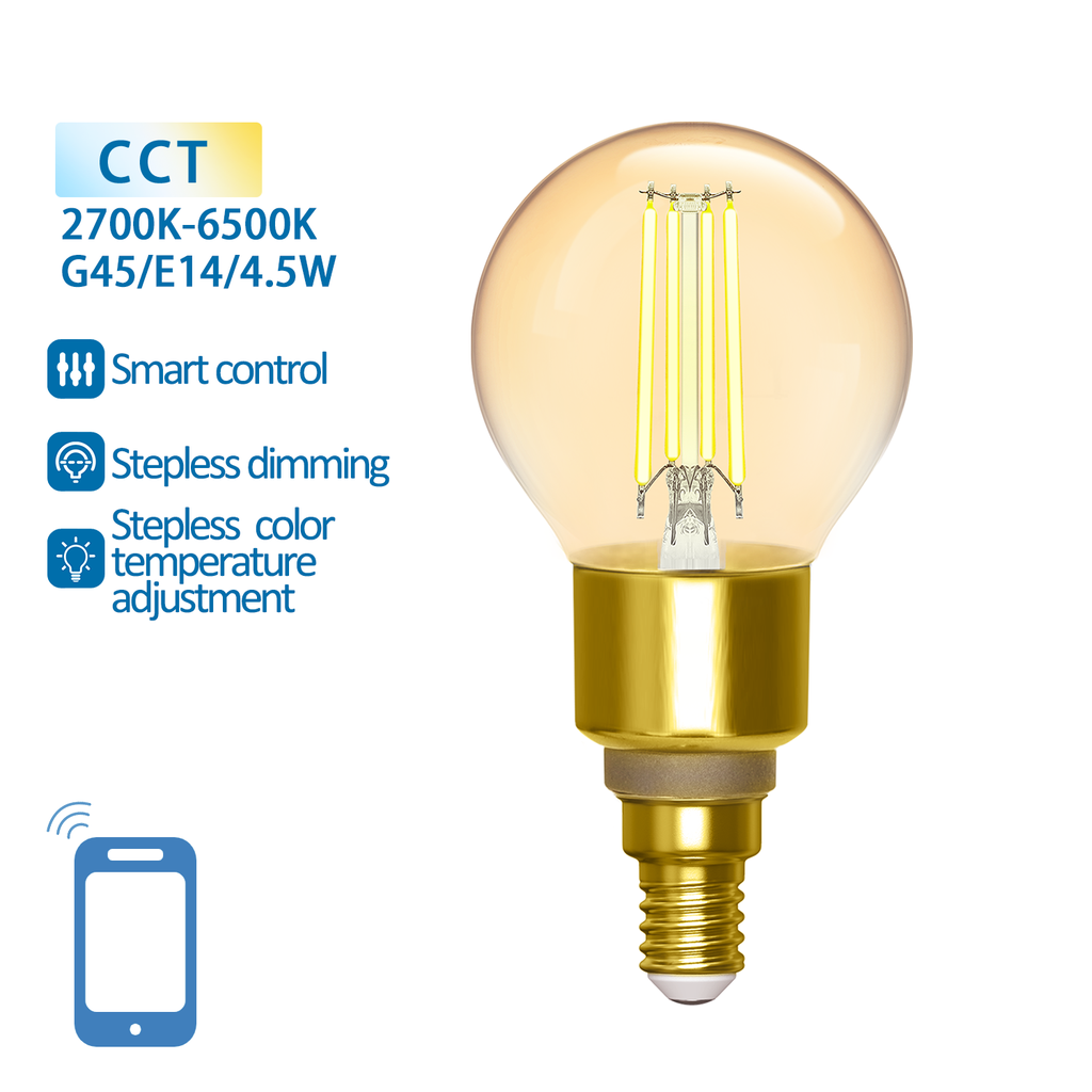WiFi WB Smart Filament Bulb E14 G45 E27 4,5W CCT WIFI + Bluetooth Amber - Image 2