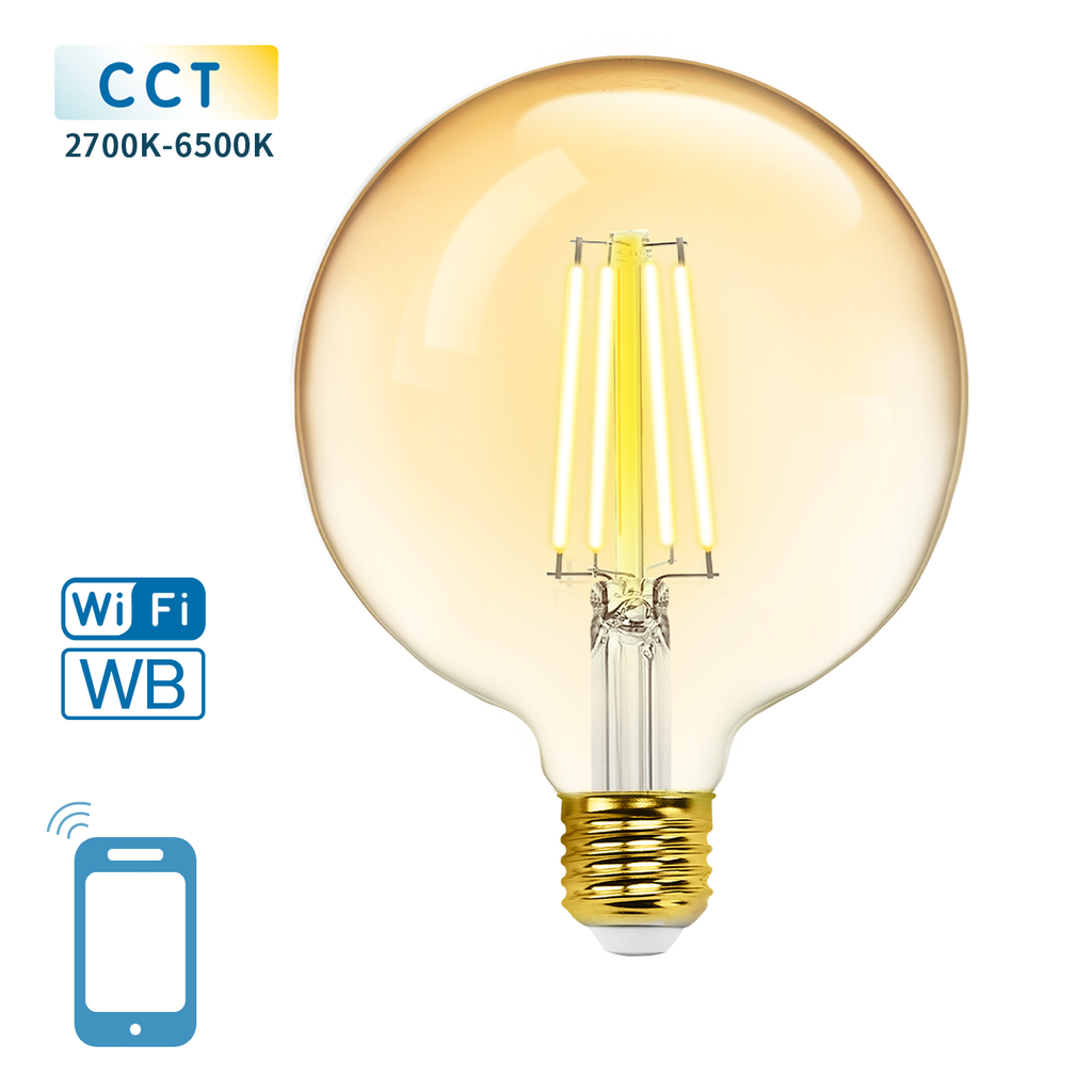 WiFi WB Smart Filament Bulb G125 E27 Amber - Image 2