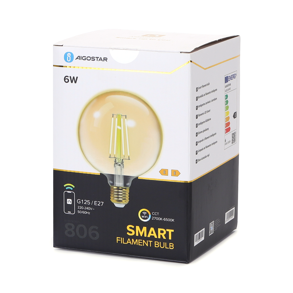 WiFi WB Smart Filament Bulb G125 E27 Amber - Image 4