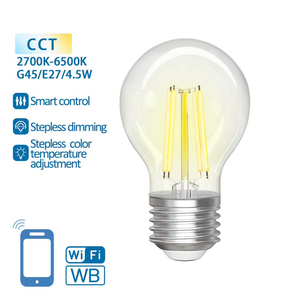 WiFi WB Smart Filament Bulb G45 E27 4,5W CCT WIFI + Bluetooth - Image 2