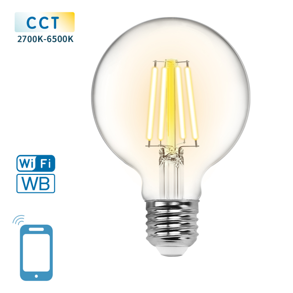 WiFi WB Smart Filament Bulb G95 E27 6W CCT WIFI + Bluetooth - Image 2