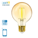 WiFi WB Smart Filament Bulb G95 E27 6W smart filament LED-lampa G80 CCT WIFI + Bluetooth Amber - Image 2
