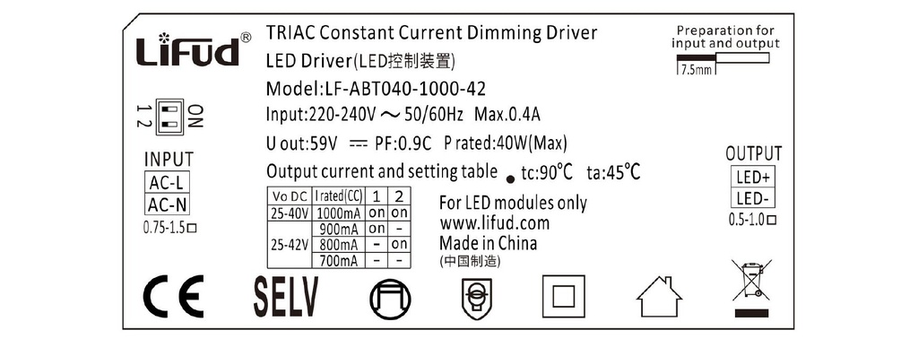 700~1000mA 30-40W Constant Current Triac Dimmable LED Driver | products/4726-7001000ma-30-40w-konstantstrom-triac-dimbar-led-driver-4.jpg