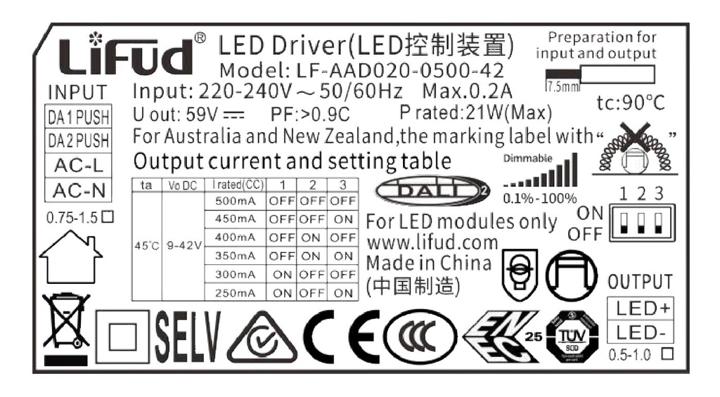 20W Constant Current LED Driver 350~500mA DALI + Push Dimmable | products/4944-350500ma-20w-konstantstrom-dali-push-dimbar-led-driver-5.jpg