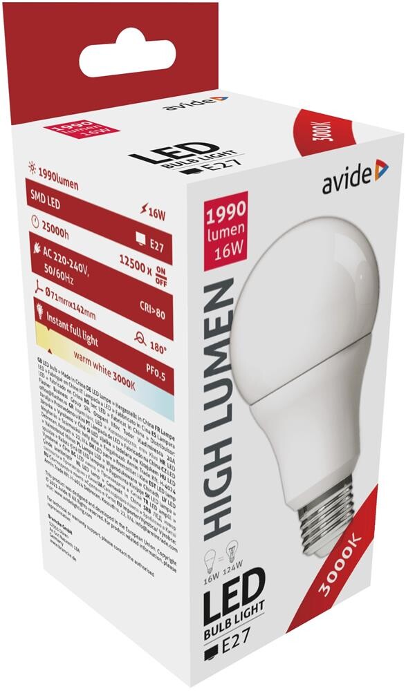 Avide LED Globe A70 16W E27 WW 3000K | products/5060-avide-led-globe-a70-16w-e27-nw-3000k-1.jpg
