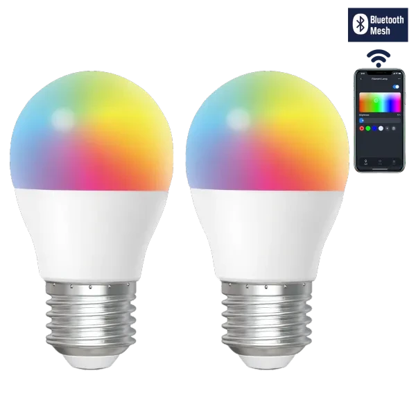 LED E27 G45 6.5W RGB+CCT 2pcs ,with remote control | products/5193-led-e27-g45-65w-rgbcct-2-st-med-fjarrkontroll-5.webp