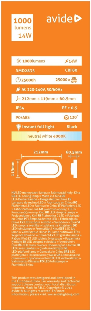 Avide Bulkhead lamp Titania-O 12W 4000K black IP54 - Image 5