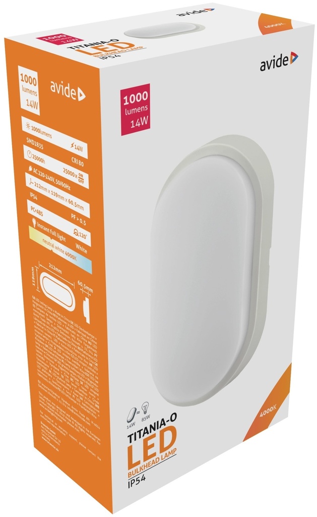 Avide Bulkhead lamp Titania-O 12W 4000K white IP54 - Image 4