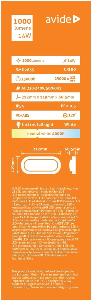 Avide Bulkhead lamp Titania-O 12W 4000K white IP54 - Image 5