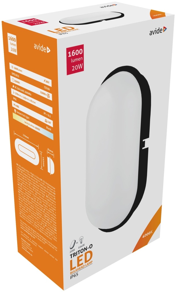Avide Bulkhead lamp Triton-O 12W 4000K black IP65 - Image 2