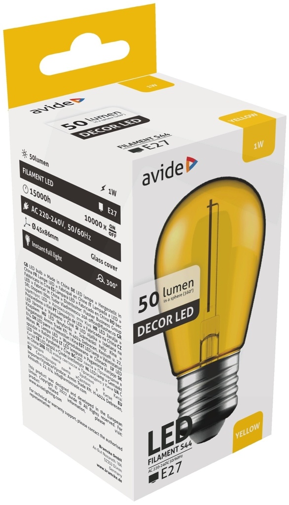 Avide Decor LED 1W E27 Yellow - Image 2