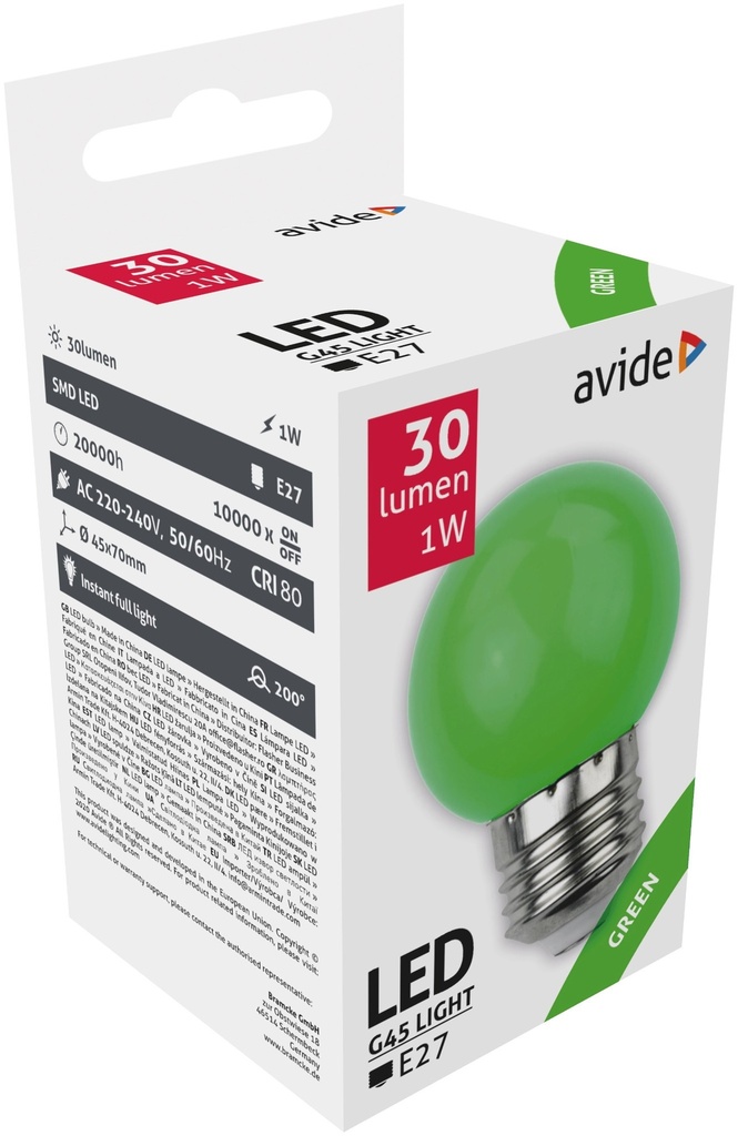 Avide Decor LED bulb G45 1W E27 Green - Image 2