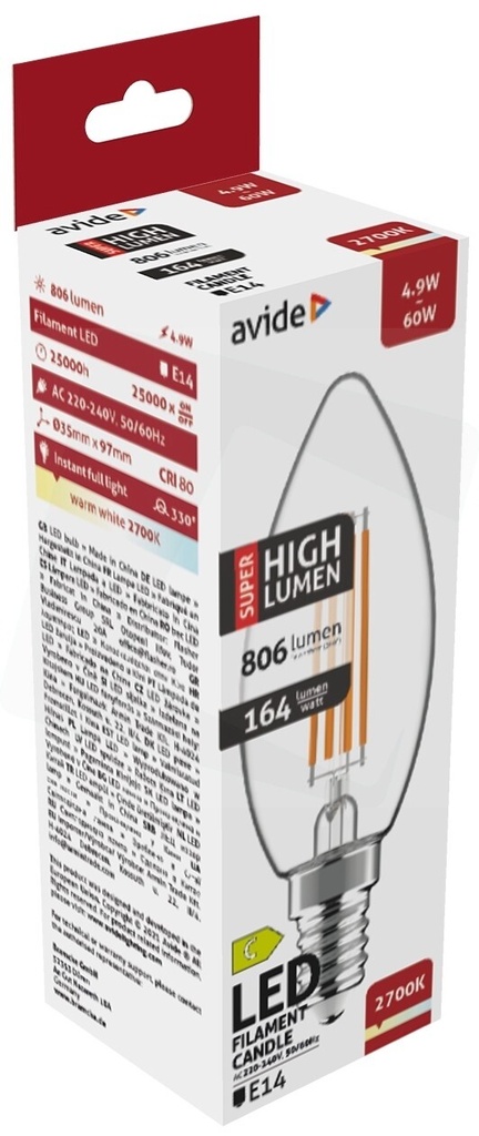 Avide LED 4.9W E14 2700K Warm White Super High Lumen - Image 2