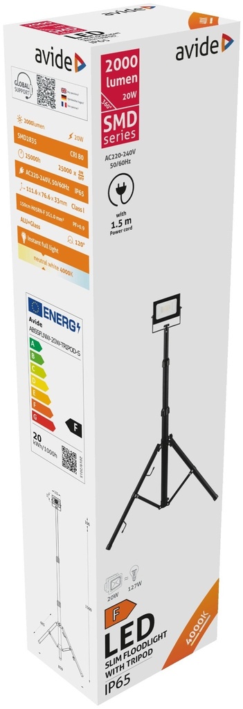 Avide LED Flood Light 20W NW 4000K with Tripod - Image 3