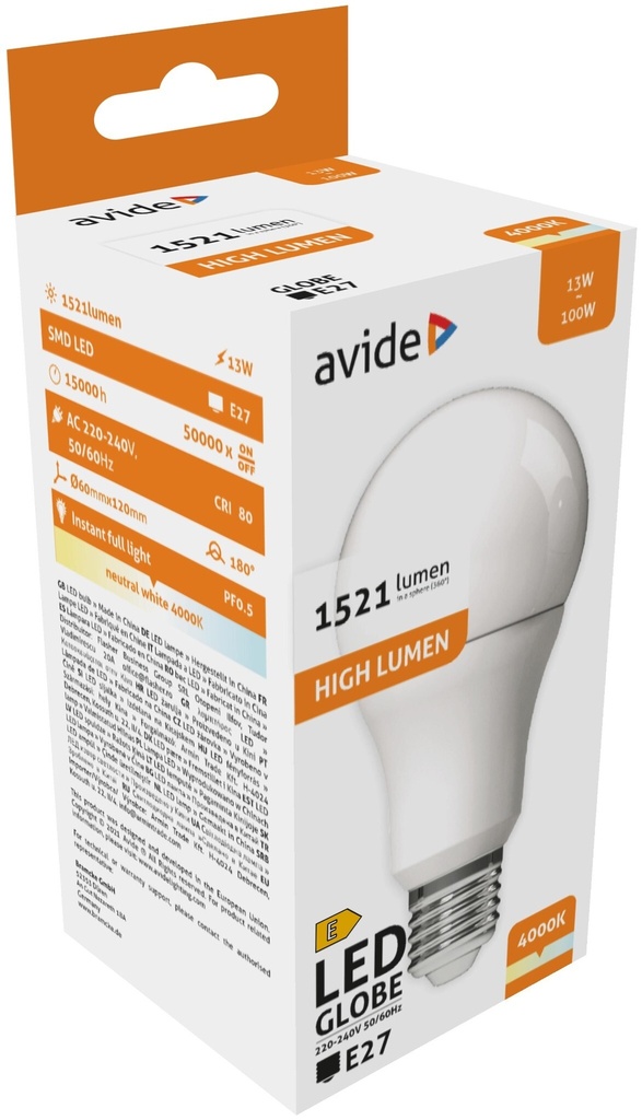 Avide LED Globe A60 13W E27 NW 4000K - Image 3
