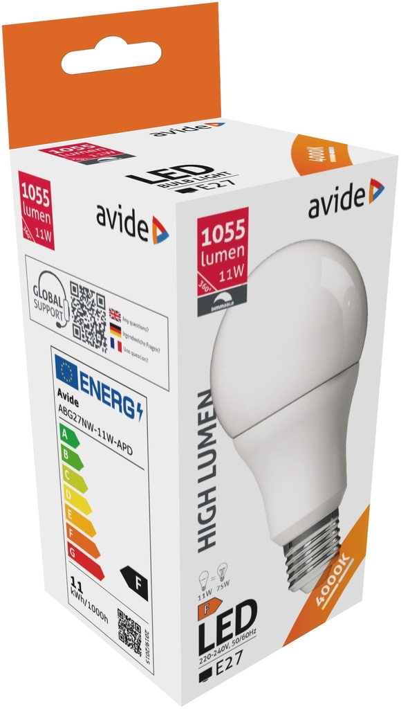 Avide LED Globe Dimmable A60 11W E27 240° NW 4000K - Image 3