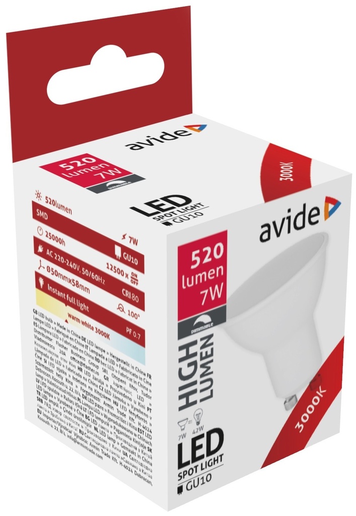 Avide LED Spot Plastic Dimmable 7W GU10 WW 3000K - Image 2