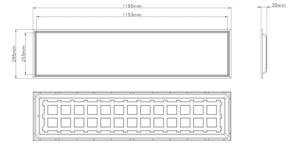 Backlit LED panel 120X30 3000K Flicker-free driver UGR19 IP41 - Image 3