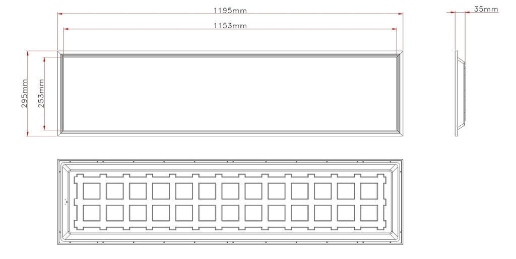 Backlit LED panel 120X30 4000K Flicker-free driver UGR19 IP41 - Image 3