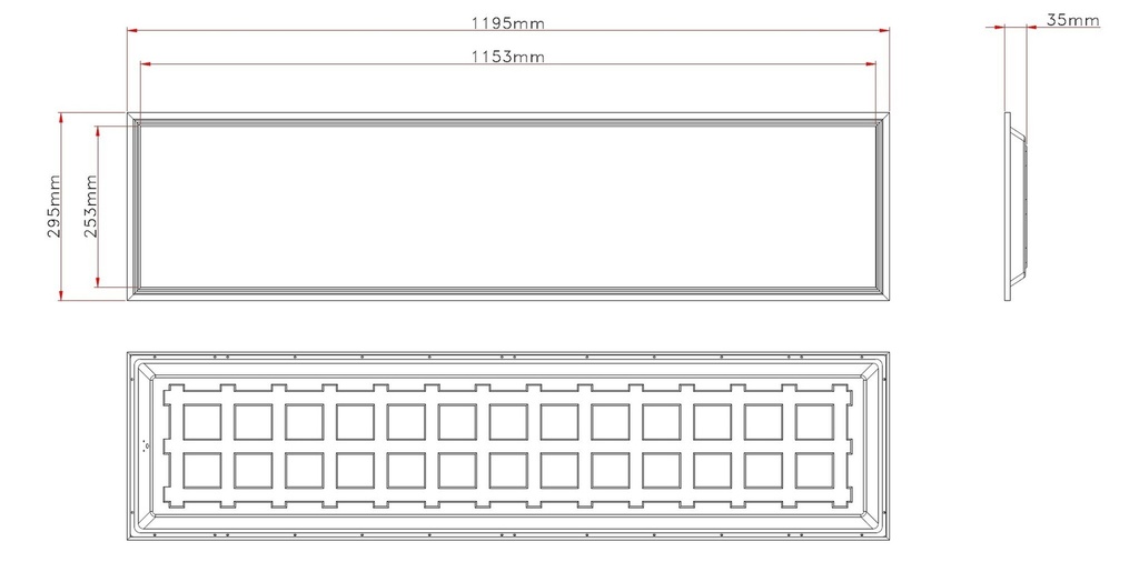 Backlit LED panel 120X30 6000K Flicker-free driver UGR19 IP41 - Image 3