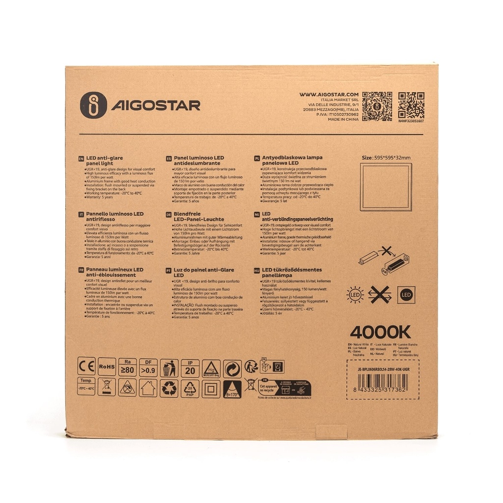 Backlit LED panel 60X60 4000K 28W UGR19 840 - Image 5