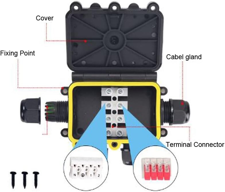 Cable connection waterproof H junction box 2XM20 2xM16 IP68 - Image 2