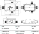 Cable connection waterproof H junction box 2XM20 2xM16 IP68 - Image 3