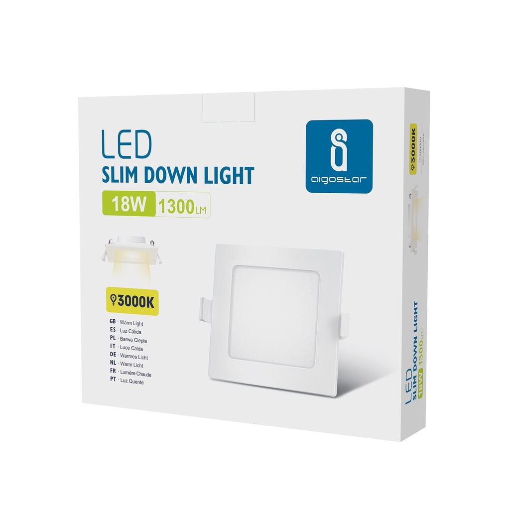 18W Recessed LED Panel Square 3000K - Image 2