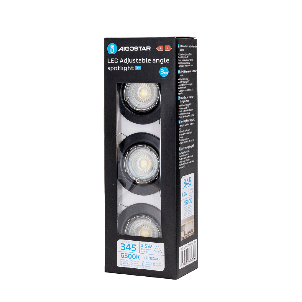 Downlight spot with GU10 lamp 4.5W 6500K black 3 pack - Image 6