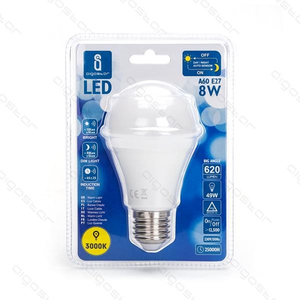 E27 8W Day/night sensor 3000K 620lm - Image 4