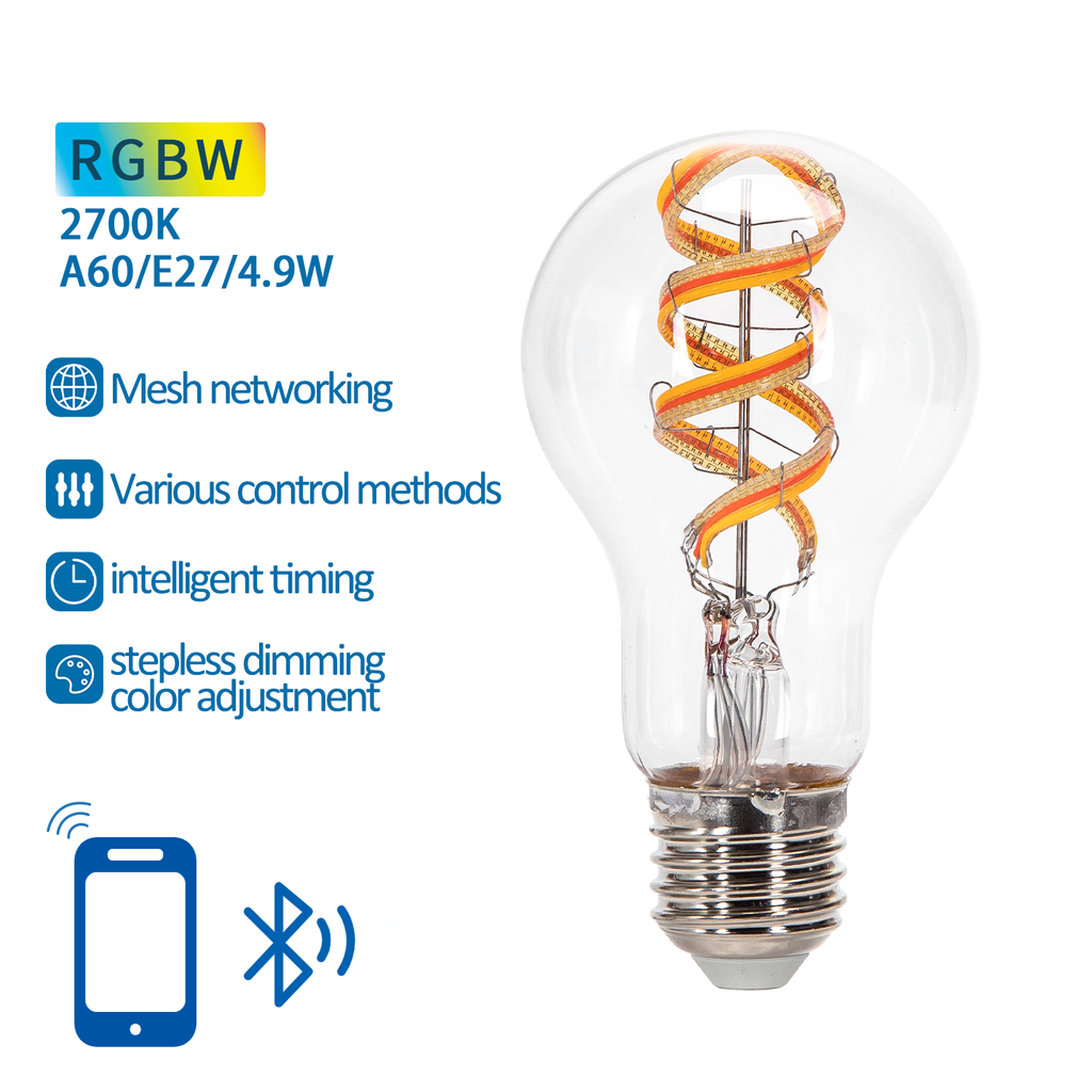 E27 A60 4,9W RGBW Bluetooth mesh - Image 3